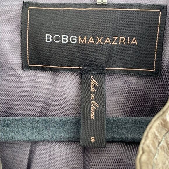 BCBGMAXAZARIA leather Snap Collar Moto Bomber Jacket Small EUC - Picture 11 of 15